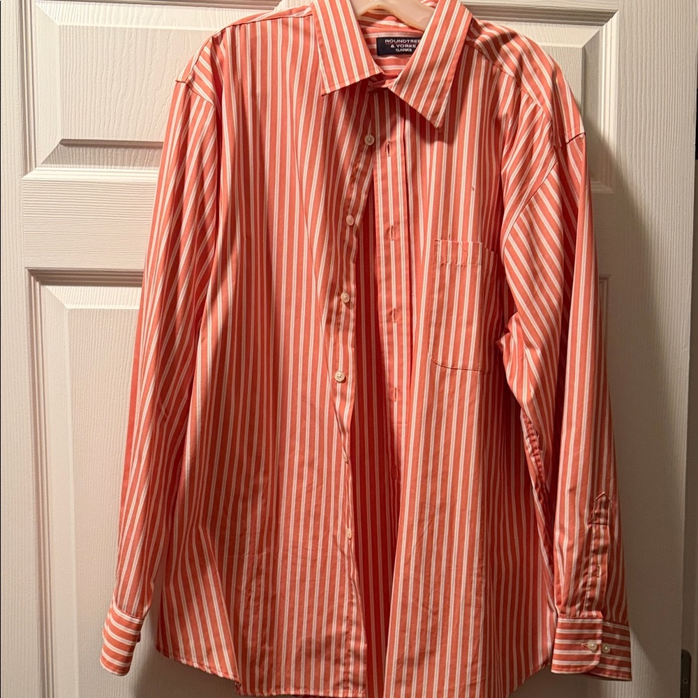 Brooks Brothers Men's Coral Striped Dress Shirt